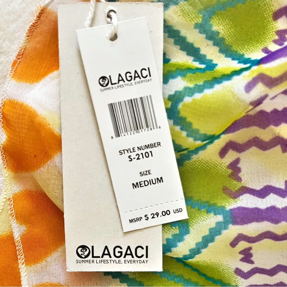 ⛔️SOLD⛔️ LAGACI Crop Top - Chiffon, Built-in Bra, Adj Straps - Sz M NWT - Picture 11 of 13